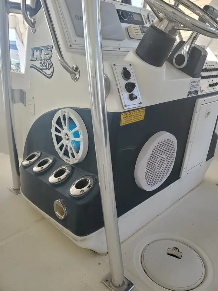 LED marine speakers in a cockpit